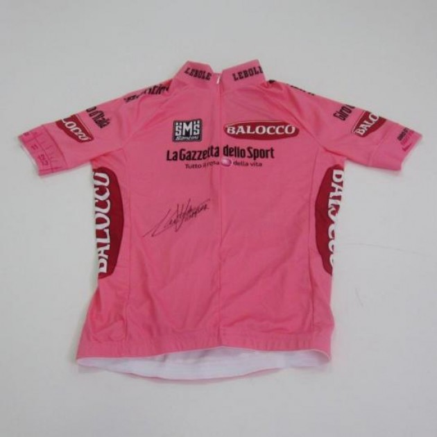 Pink shirt  Tour of Italy in 2015 signed by Alberto Contador