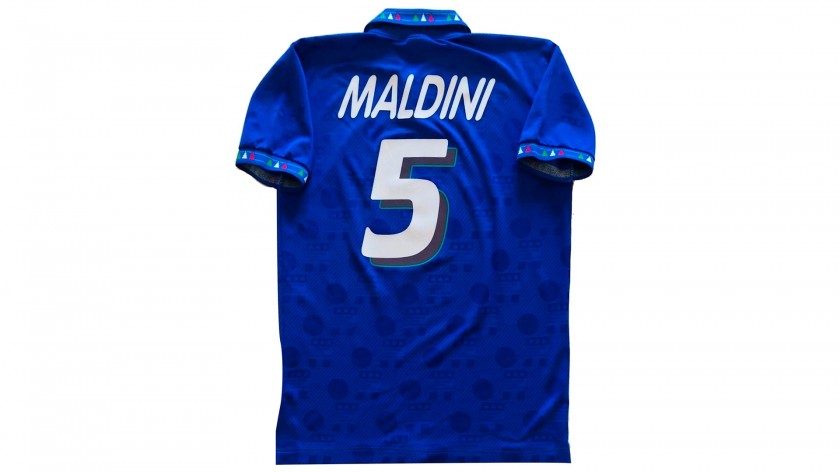 Maldini's Italy Shirt, 1994, Signed with Personalized Dedication