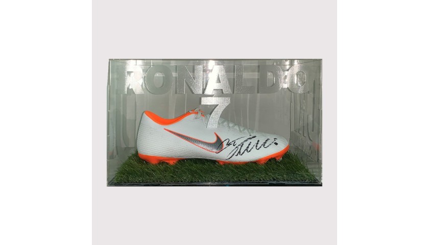 Cristiano Ronaldo Signed Boot in Juventus Acrylic Display Case