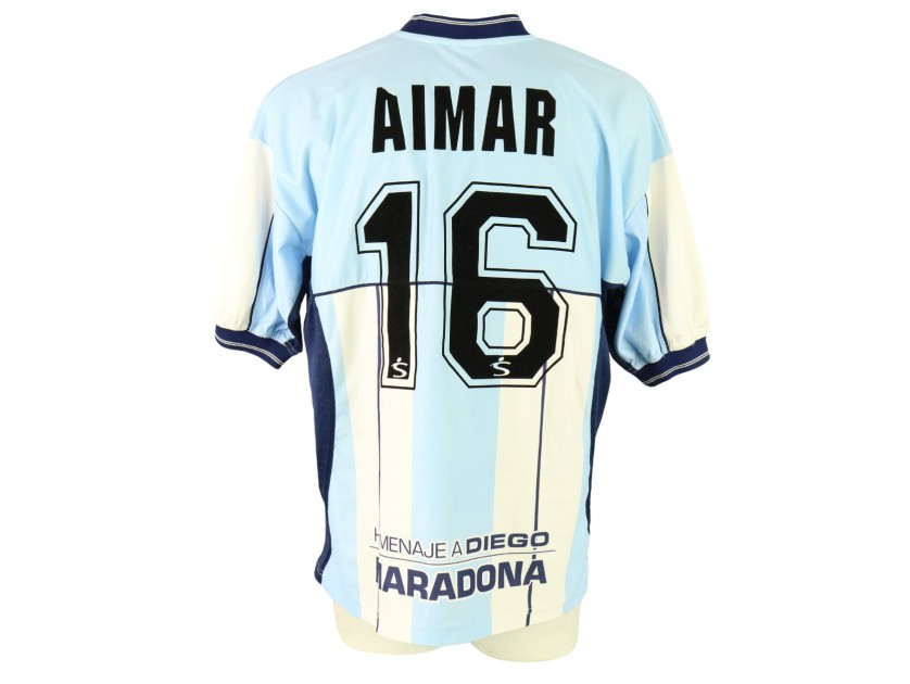 Maglia preparata Aimar Addio al Calcio Maradona, Argentina vs Stelle Mondiali 2001