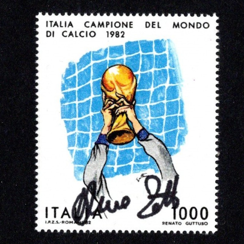1.000 Lire 1982 Fifa World Cup - Francobollo Autografato da Dino Zoff