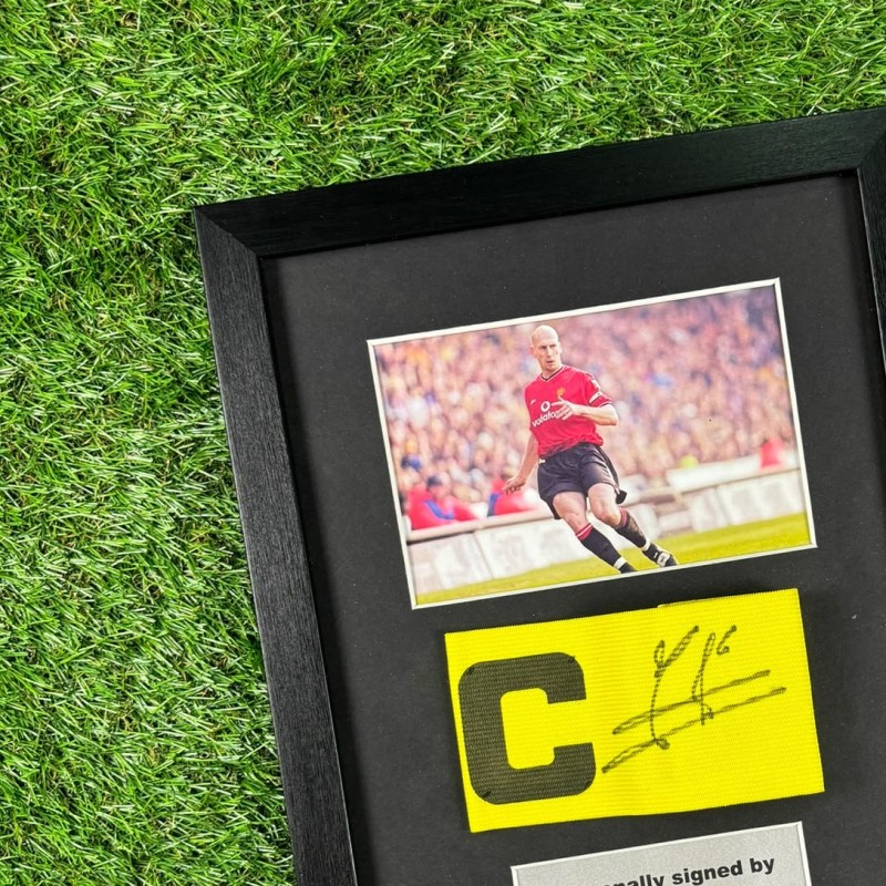 Jaap Stam Signed Manchester United Official Captains Armband Framed COA