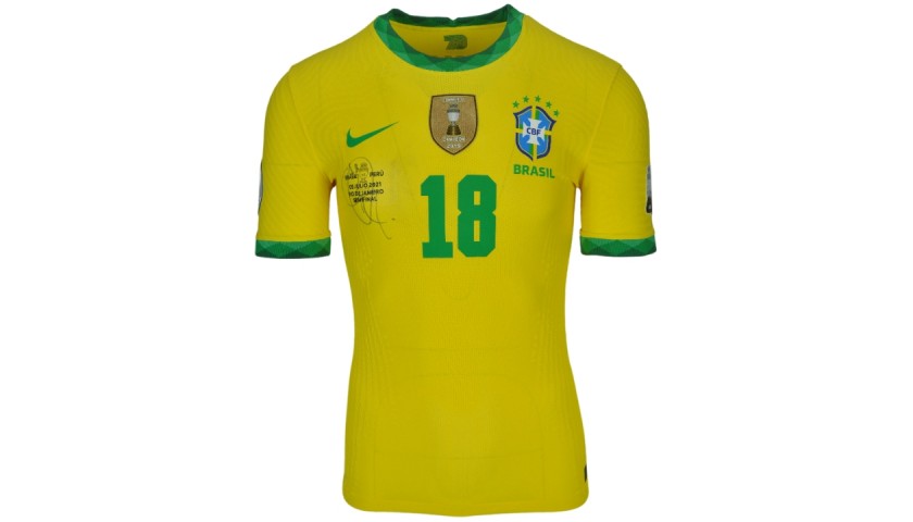 Vinicius Jr' Match Signed Shirt, Brazil-Peru 2021 - CharityStars