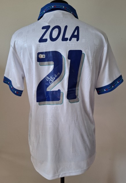 Replica della maglia dell'Italia 1994 firmata da Gianfranco Zola