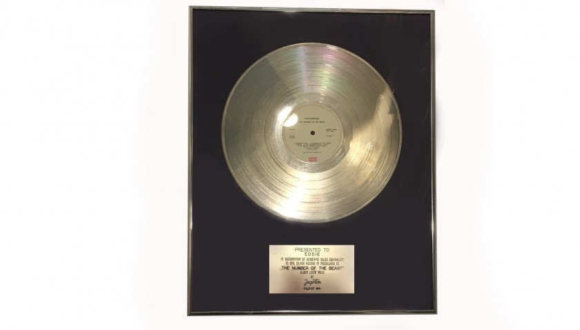 Unique 1984 Iron Maiden Silver Disc Presented to Eddie
