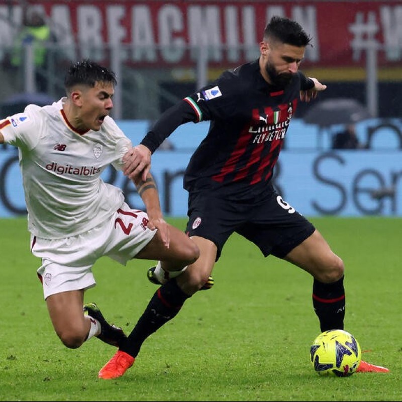 Giroud's Unwashed Signed Shirt, AC Milan vs Roma 2023 