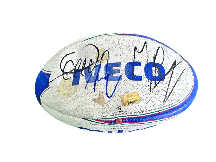 Pallone Da Rugby Cyclone Taglia 4, Colori Bianco/azzurro/rosa, Cucito A Mano Con Presa 3D