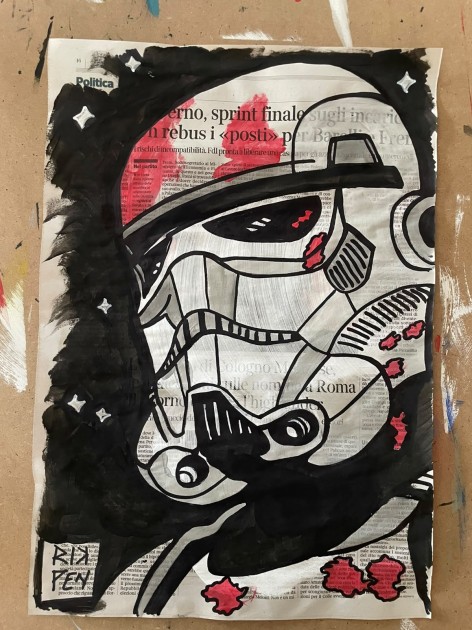 Stormtrooper – Unique Artwork on Newspaper by RikPen