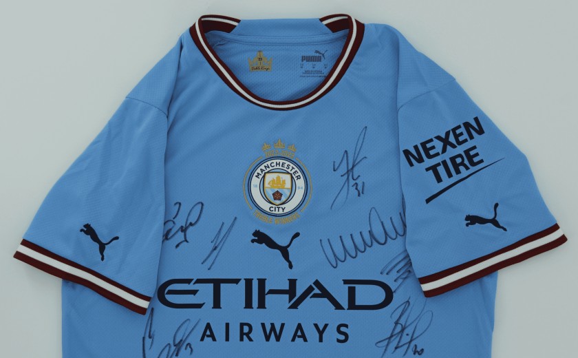 Manchester City 2022/23 Treble Winners Official Squad Signed Shirt