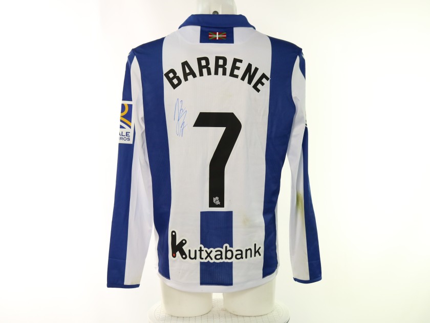 Maglia Barrene Unwashed Real Sociedad vs Rayo Vallecano, Copa del Rey 2025 - Autografata