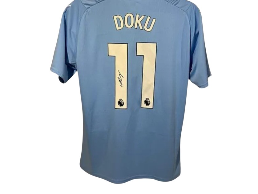 Jeremy Doku's Manchester City 2023/24 Signed Replica Shirt