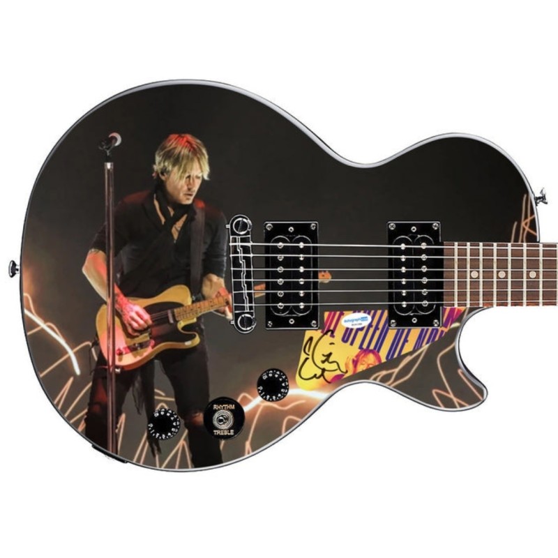 Keith Urban Signed Pickguard on a Custom Epiphone Les Paul Guitar