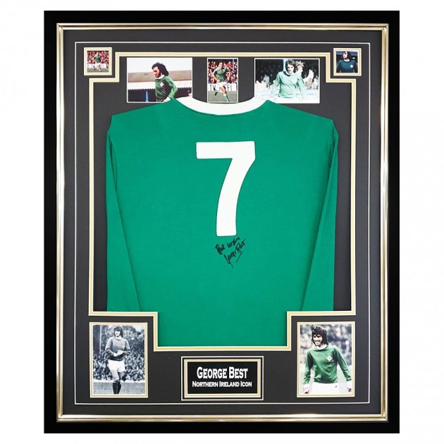 George Best's Northern Ireland Signed and Framed Shirt