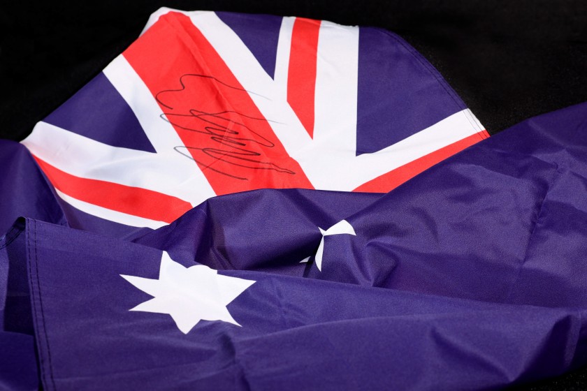 Australian Flag Signed by Red Bull KTM Factory Racing Pilot Jack Miller
