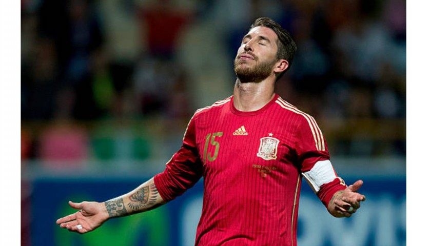 Ramos' Spain Match Shirt, 2014/15 - Signed by the Squad