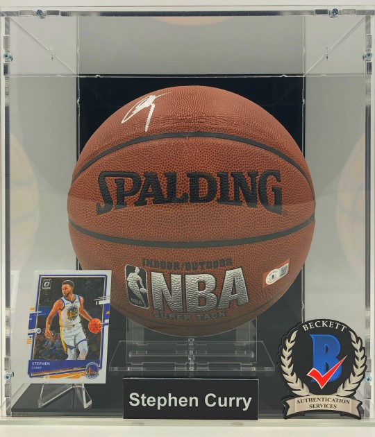 Steph Curry Signed Basketball In Display Case 