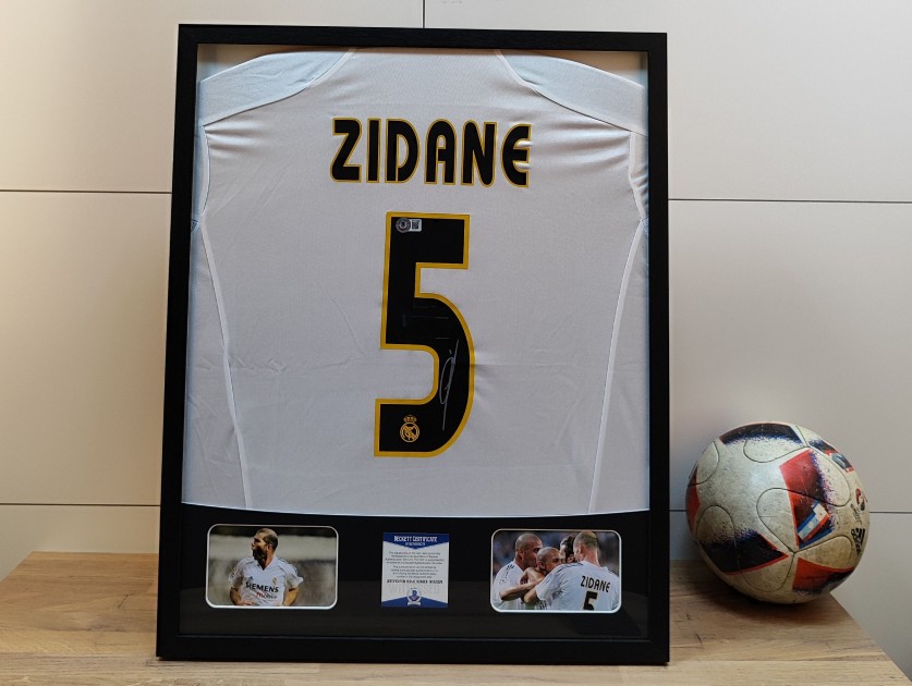 Maglia del Real Madrid firmata e incorniciata di Zinedine Zidane