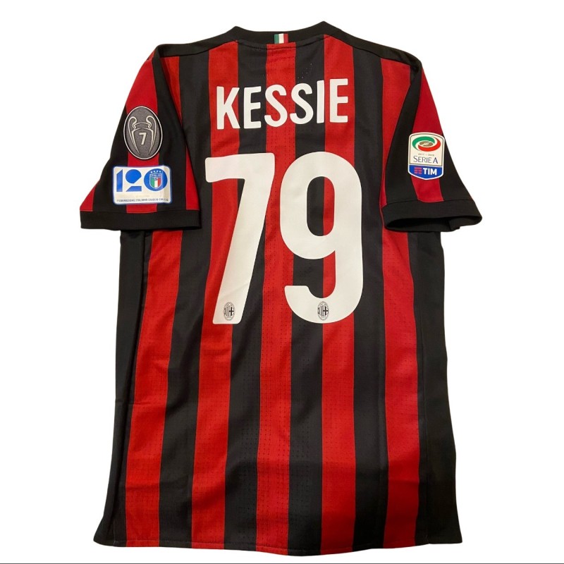 Kessié's Match-Issued Shirt, AC Milan vs Verona 2018 - Patch 120th Anniversary FIGC