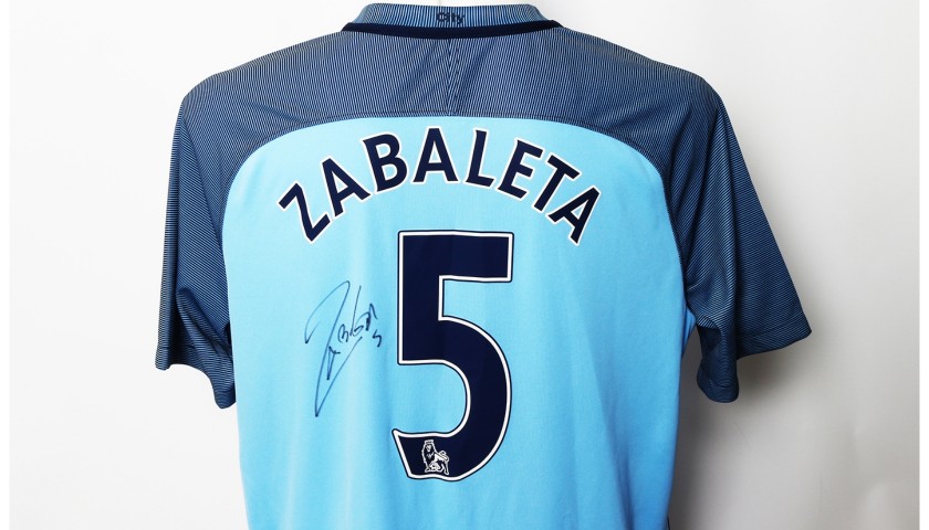 Manchester City FC 2016|17 Home Shirt Signed by Pablo Zabaleta