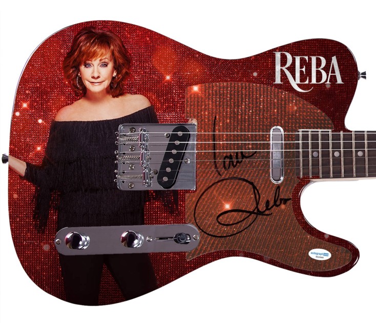 Reba McEntire Signed Custom Graphics Guitar