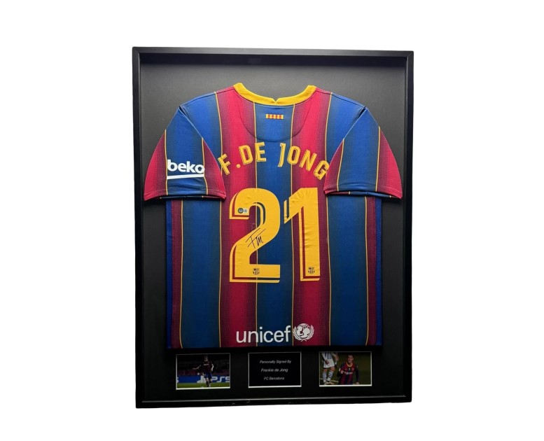 Frenkie de Jong FC Barcelona 2020/21 Signed Framed Home Jersey