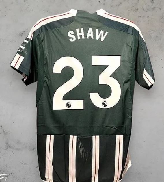 Maglia replica da trasferta firmata del Manchester United 2023/24 di Luke Shaw