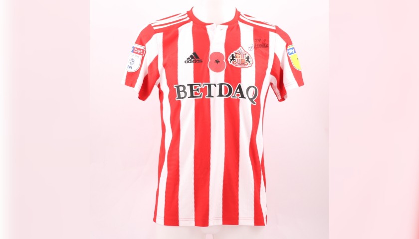 Mumba's Sunderland AFC Worn and Signed Poppy Shirt