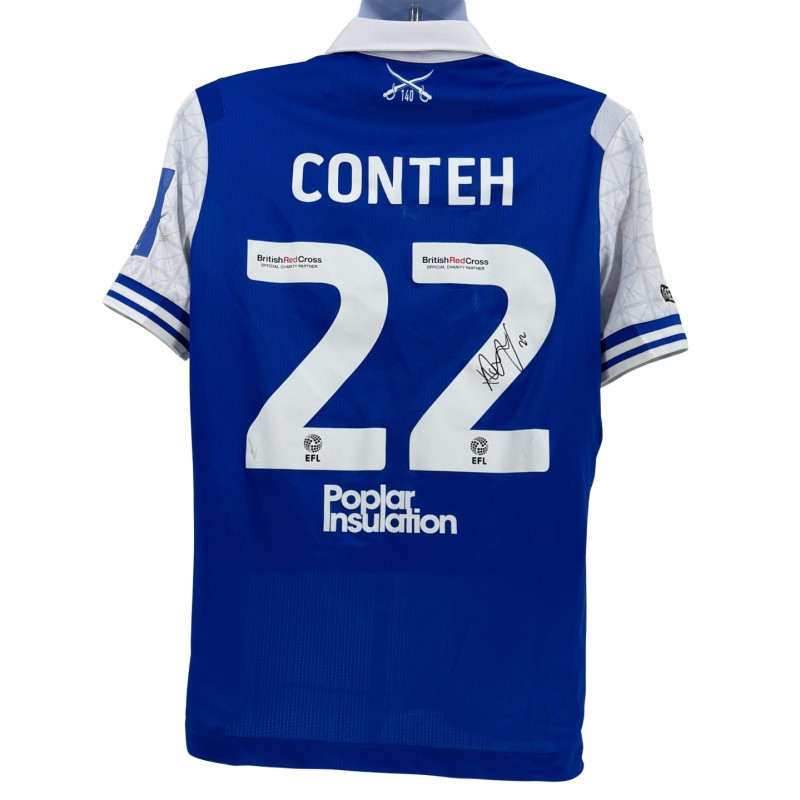 Maglia firmata del Bristol Rovers EFL Sky Bet League One di Conteh indossata durante la partita