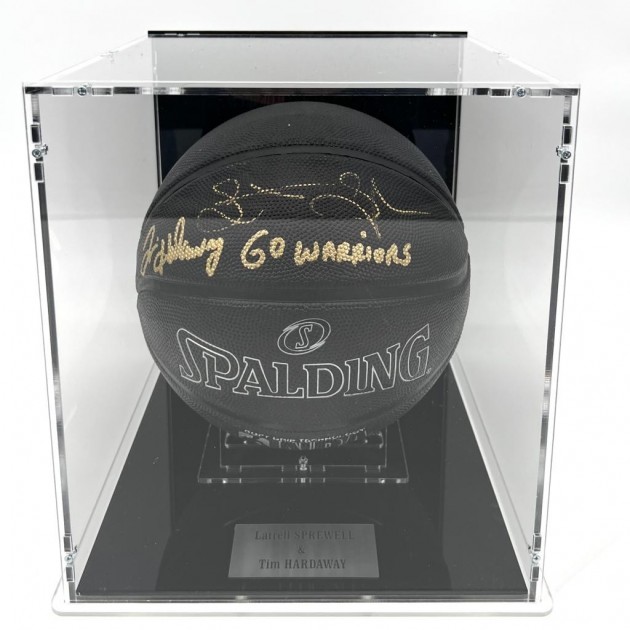 Tim Hardaway and Latrell Sprewell Signed NBA Basketball in Display Case