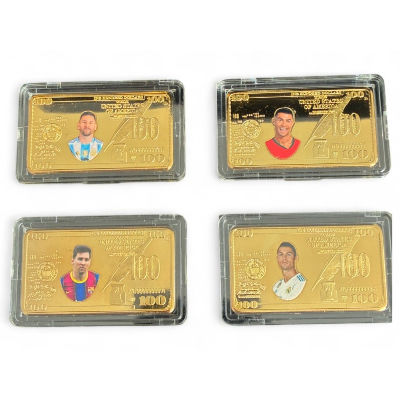 Lionel Messi and Cristiano Ronaldo Gold Plated Bars