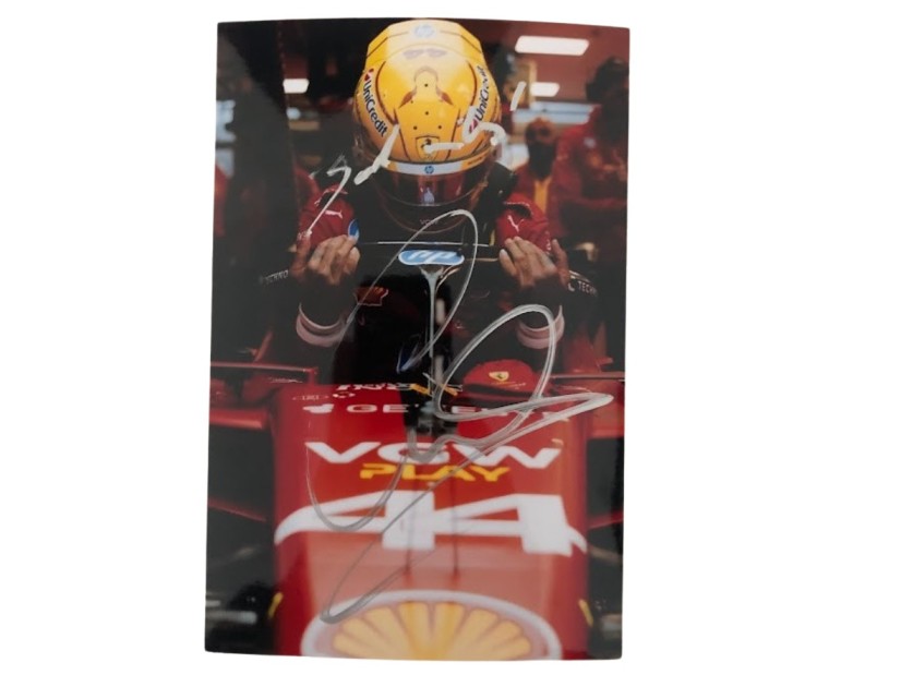 Ferrari Photograph - Signed by Lewis Hamilton