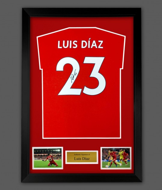 Luis Diaz Liverpool Signed and Framed Shirt