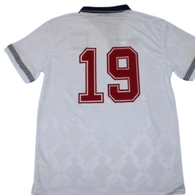 Paul Gascoigne's England 1990 World Cup Shirt, Signed with Personalized Dedication