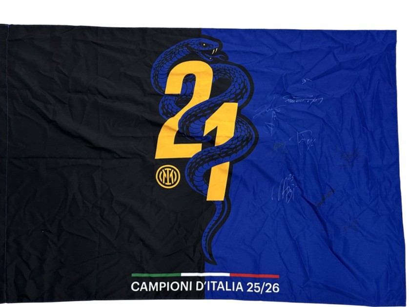 Official Inter Milan Scudetto Flag, 2025/26 - Signed by the Players