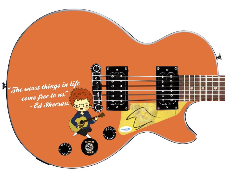 Ed Sheeran Signed Custom 'The Worst Things' Graphics Guitar