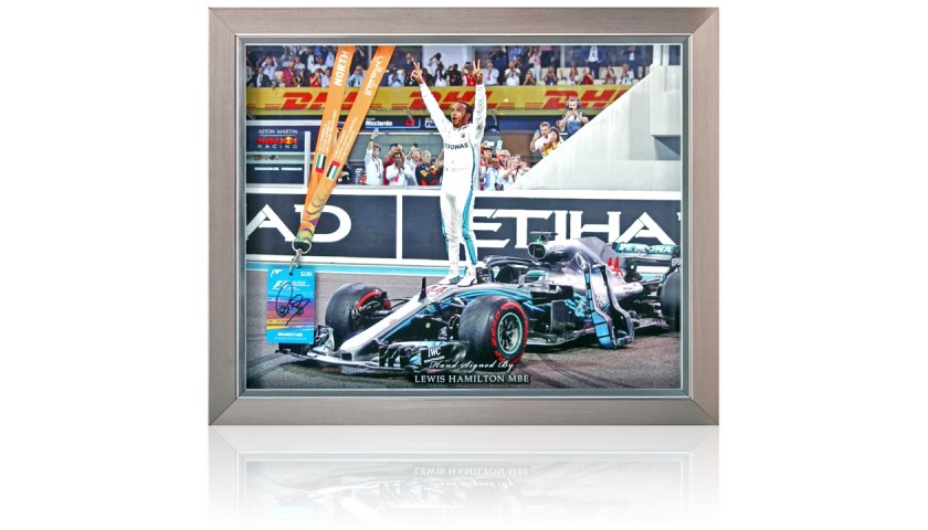 Lewis Hamilton Hand Signed Abu Dhabi Pass Formula 1 Presentation