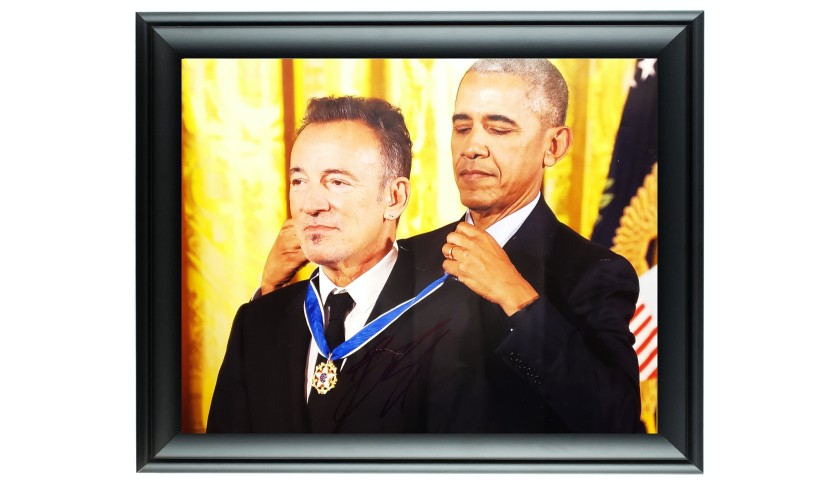 Bruce Springsteen Hand Signed, Custom Framed Photo with President Obama