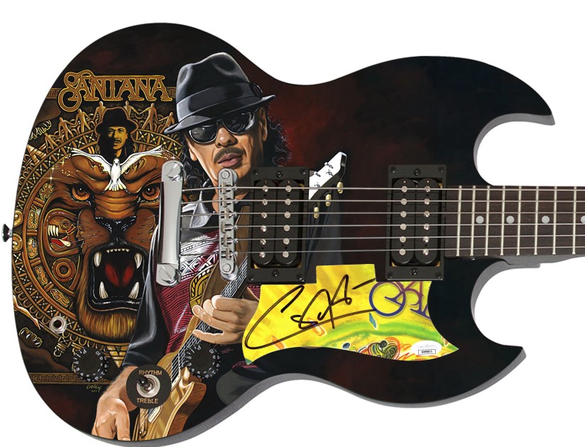 Carlos Santana Signed Custom Graphics Guitar