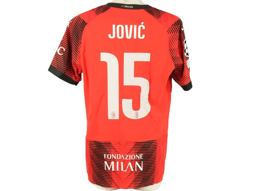 Jovic Official AC Milan Signed Shirt, UCL 2023/24 