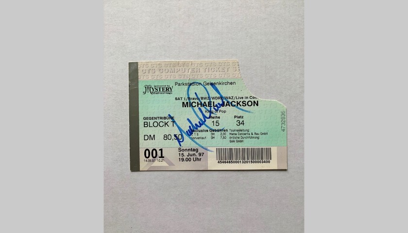 Michael Jackson Signed Concert Ticket, 1997