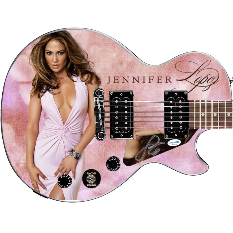 Exclusive Jennifer Lopez Signed Custom 'Pink Dress Godess' Graphics Guitar