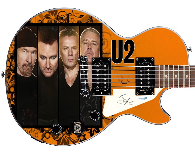 Bono of U2 Signed Custom Epiphone Graphics Guitar