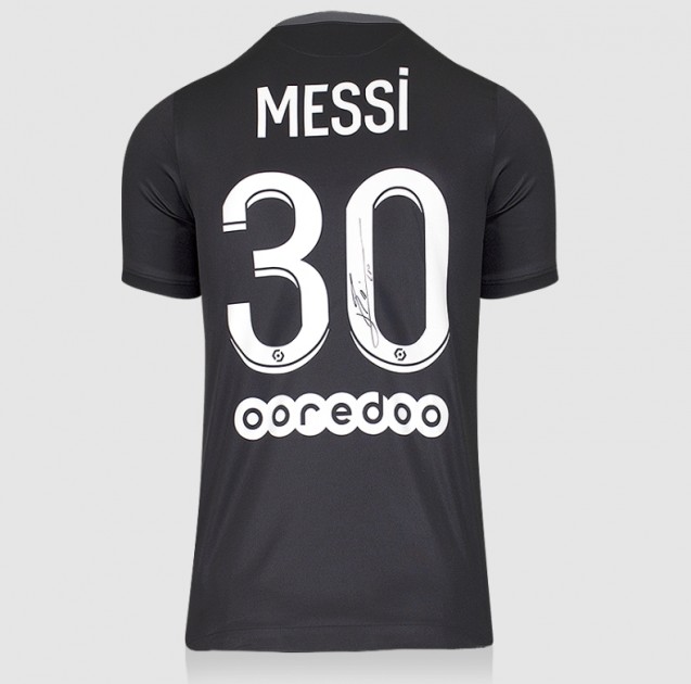 Messi's PSG 2021/22 Signed Third Shirt - CharityStars