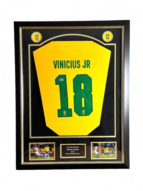 Vinicius Jr. Brazil Signed and Framed Shirt