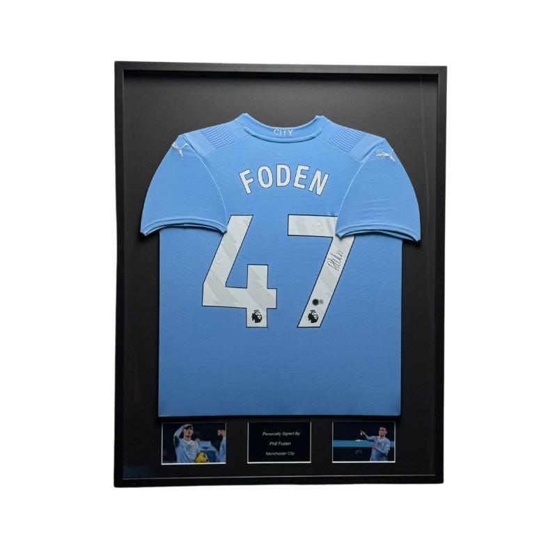 Maglia del Manchester City firmata e incorniciata da Phil Foden