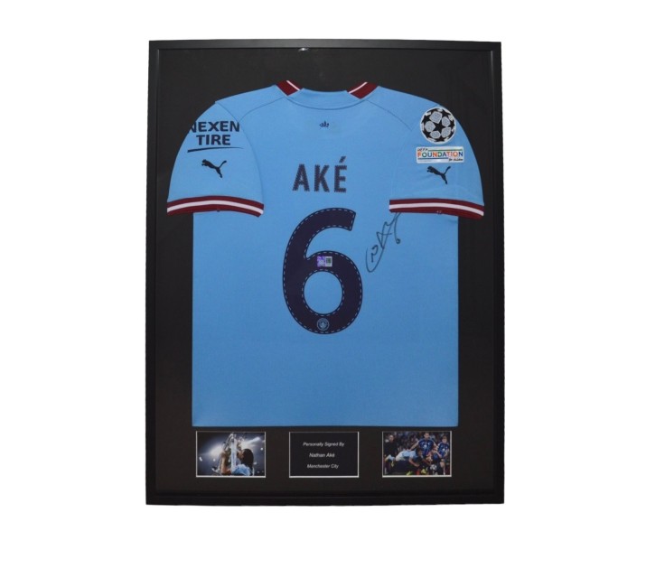 Nathan Ake's Manchester City 2022/2023 Signed And Framed Shirt