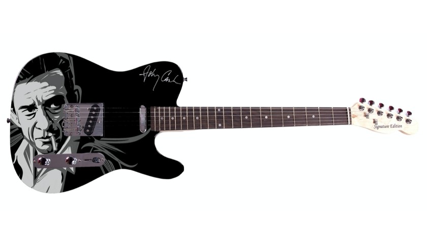 Johnny Cash Guitar with Digital Signature