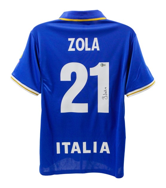 Replica della maglia dell'Italia firmata da Gianfranco Zola