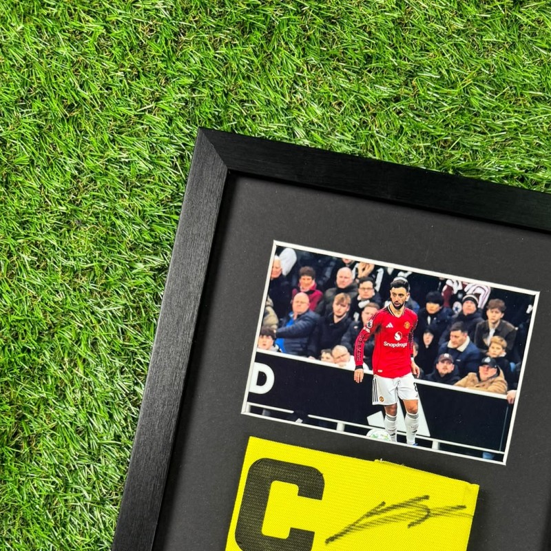 Bruno Fernandes Signed Manchester United Official Captains Armband Framed COA
