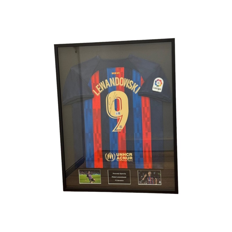 La maglia del Barcellona firmata e incorniciata di Robert Lewandowski